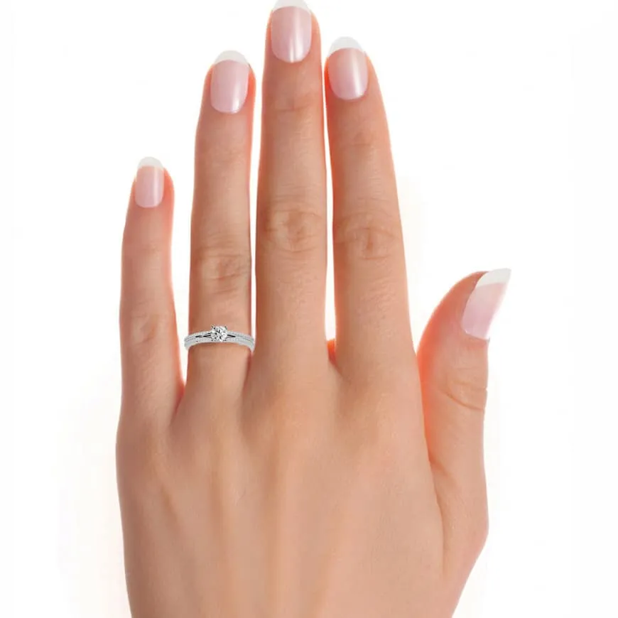 0.70ct Stacked Band Solitaire Engagement Ring