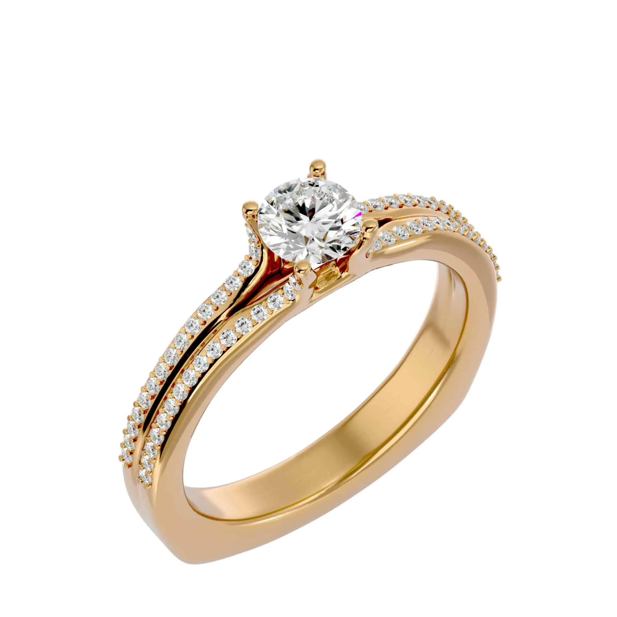 0.70ct Stacked Band Solitaire Engagement Ring