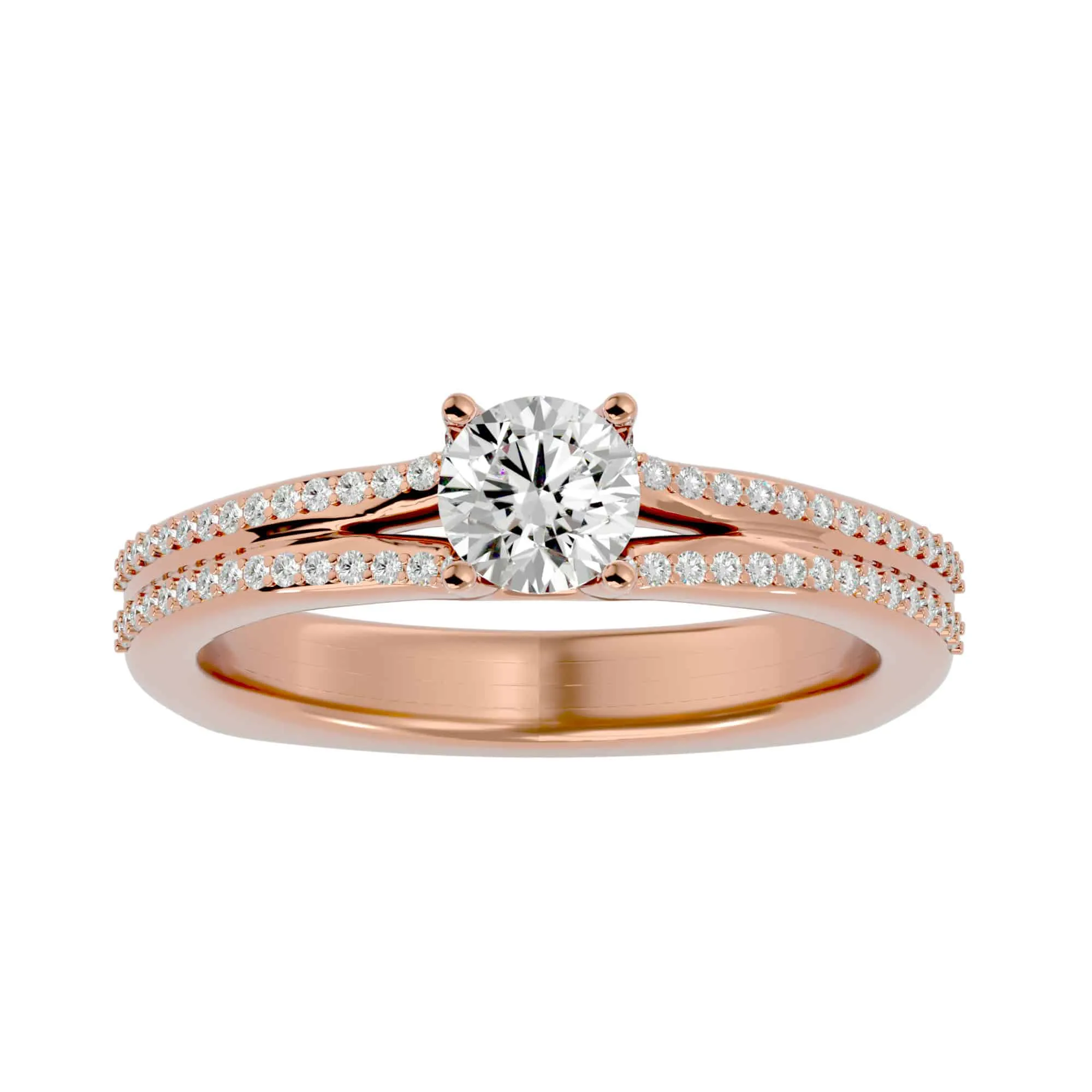 0.70ct Stacked Band Solitaire Engagement Ring