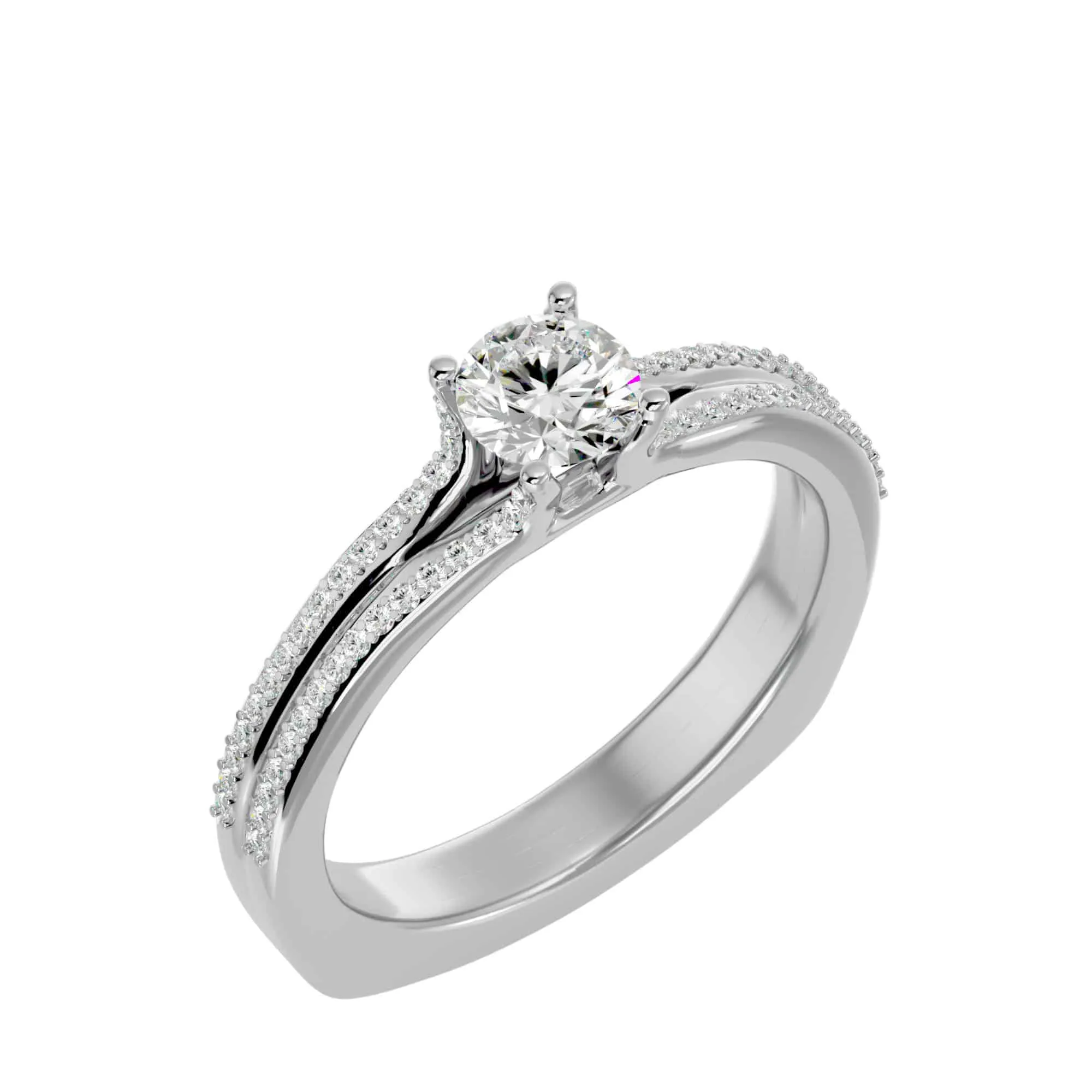 0.70ct Stacked Band Solitaire Engagement Ring