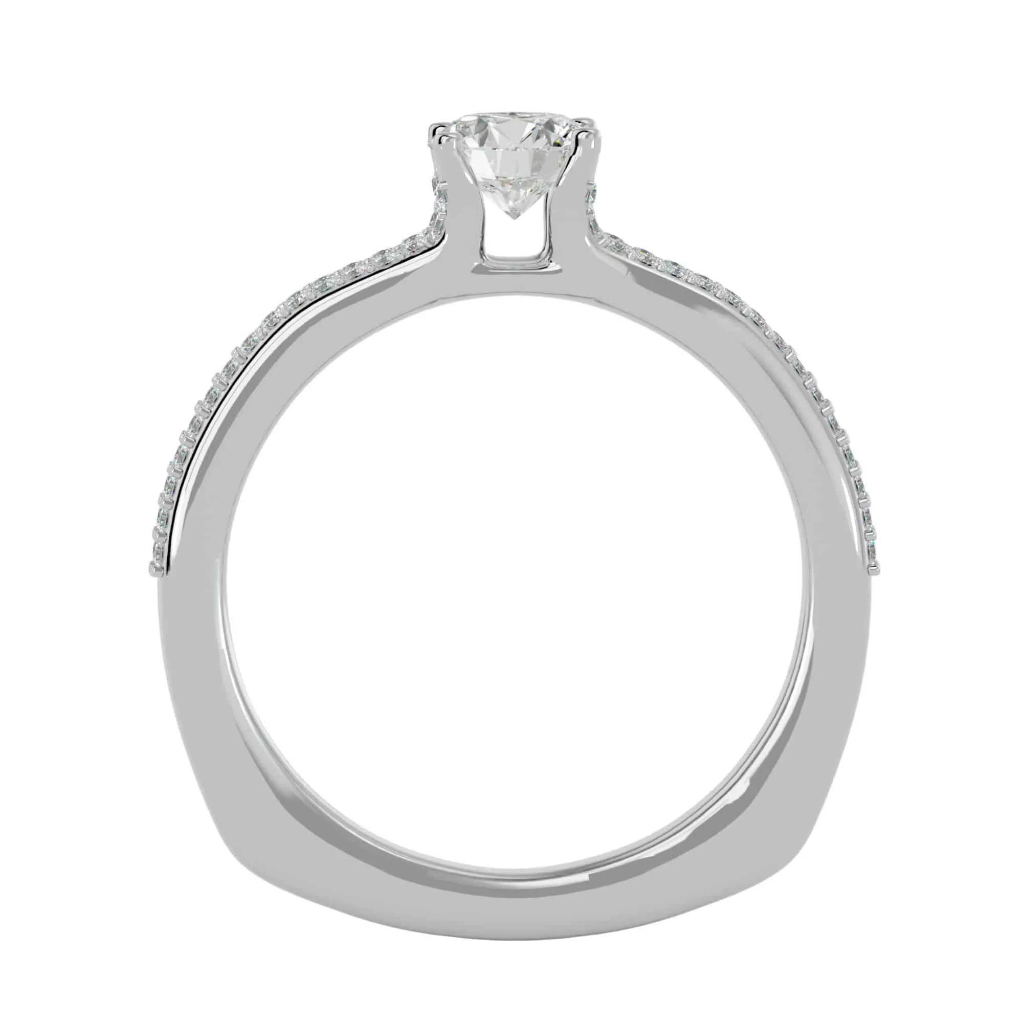 0.70ct Stacked Band Solitaire Engagement Ring