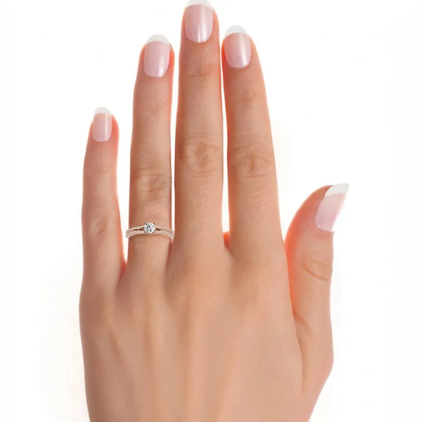 0.70ct Stacked Band Solitaire Engagement Ring
