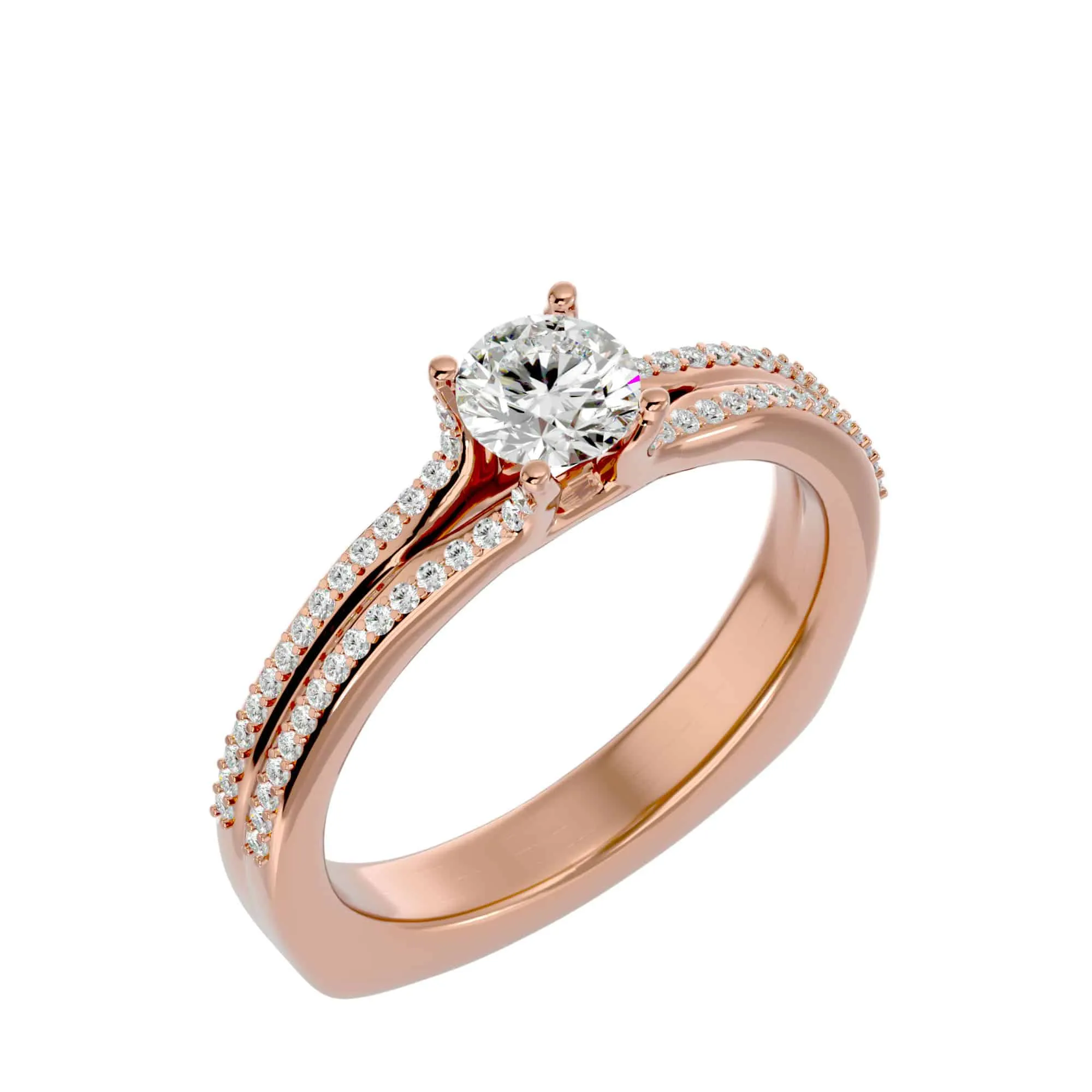 0.70ct Stacked Band Solitaire Engagement Ring