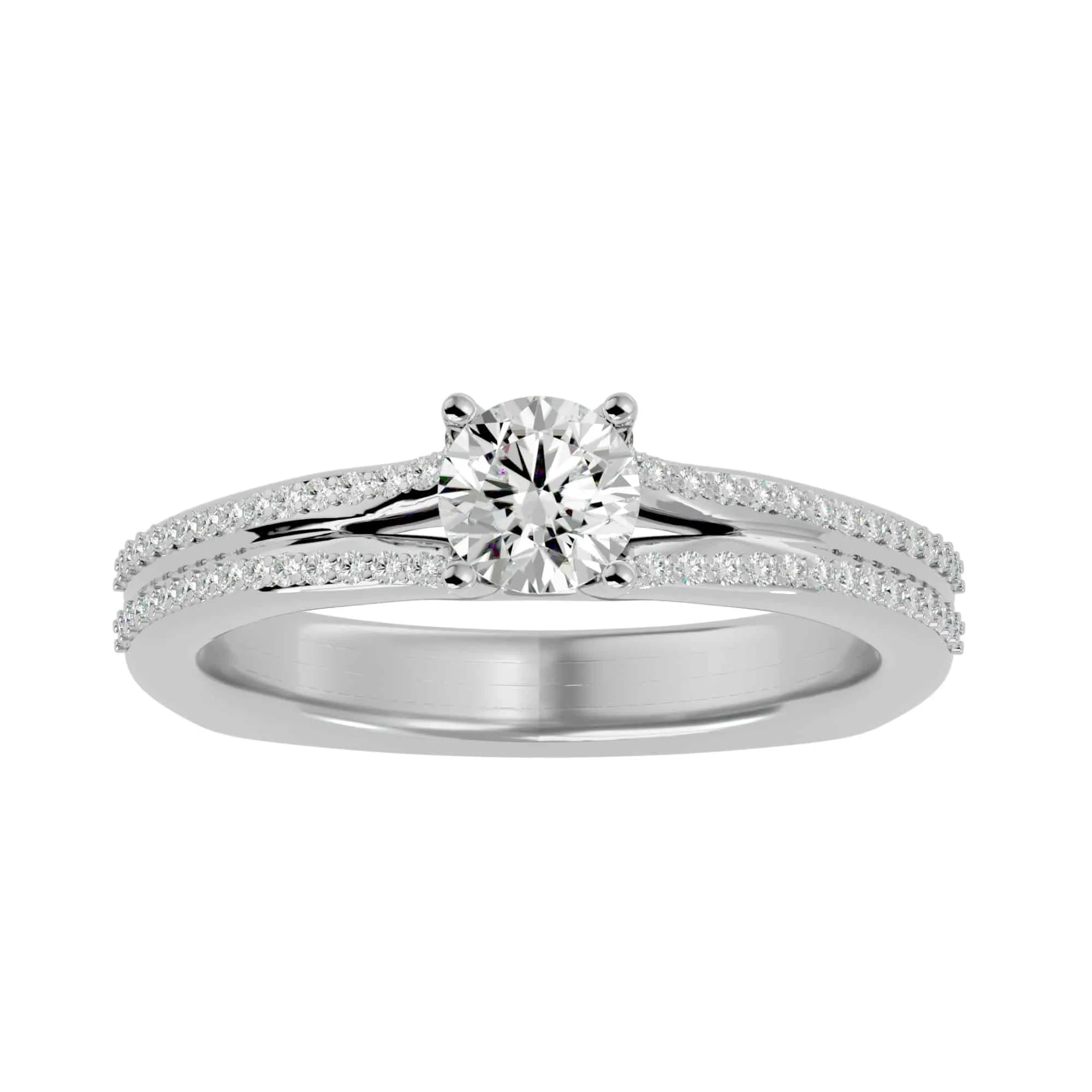 0.70ct Stacked Band Solitaire Engagement Ring