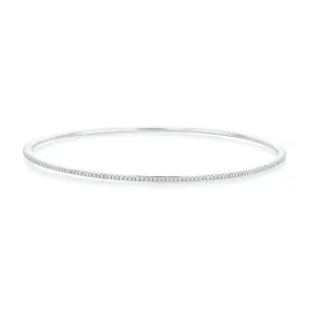 1.00 Carat Round Diamond Thin Bangle in 14K White Gold