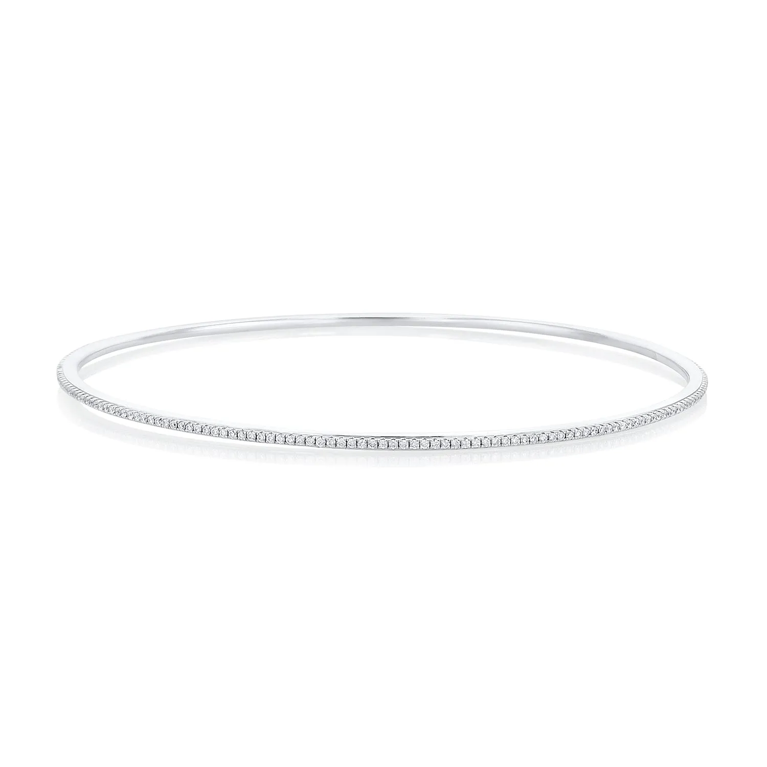 1.00 Carat Round Diamond Thin Bangle in 14K White Gold