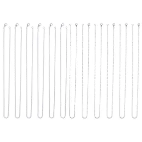12 Pieces Silver Plated Link Cable Chain Necklaces and Twisted Cross Chain Necklace (18 Inch) 18 Inch