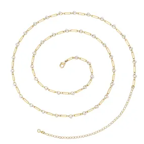 14K Gold Adjustable Sexy Waist Body Chains- Pearl & Pins