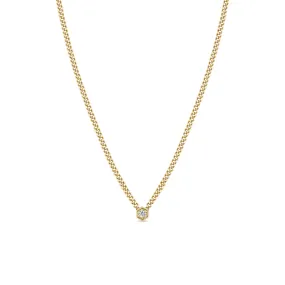 14k Gold Diamond Hexagon Curb Chain Necklace