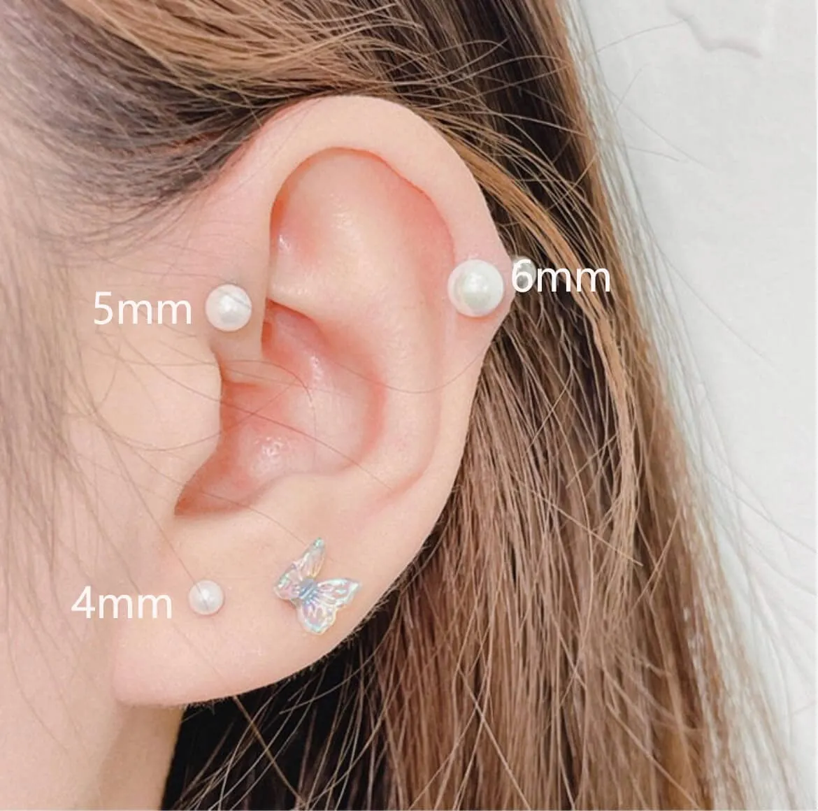 14K Gold Screw Back Pearl Stud Earrings for Women,Flat Back Pearl Cartilage Earrings Pearl Helix Earrings Hypoallergenic 316L Surgical Steel Piercing Jewelry Gift for Girls Toddlers (5mm Pearl, Gold)