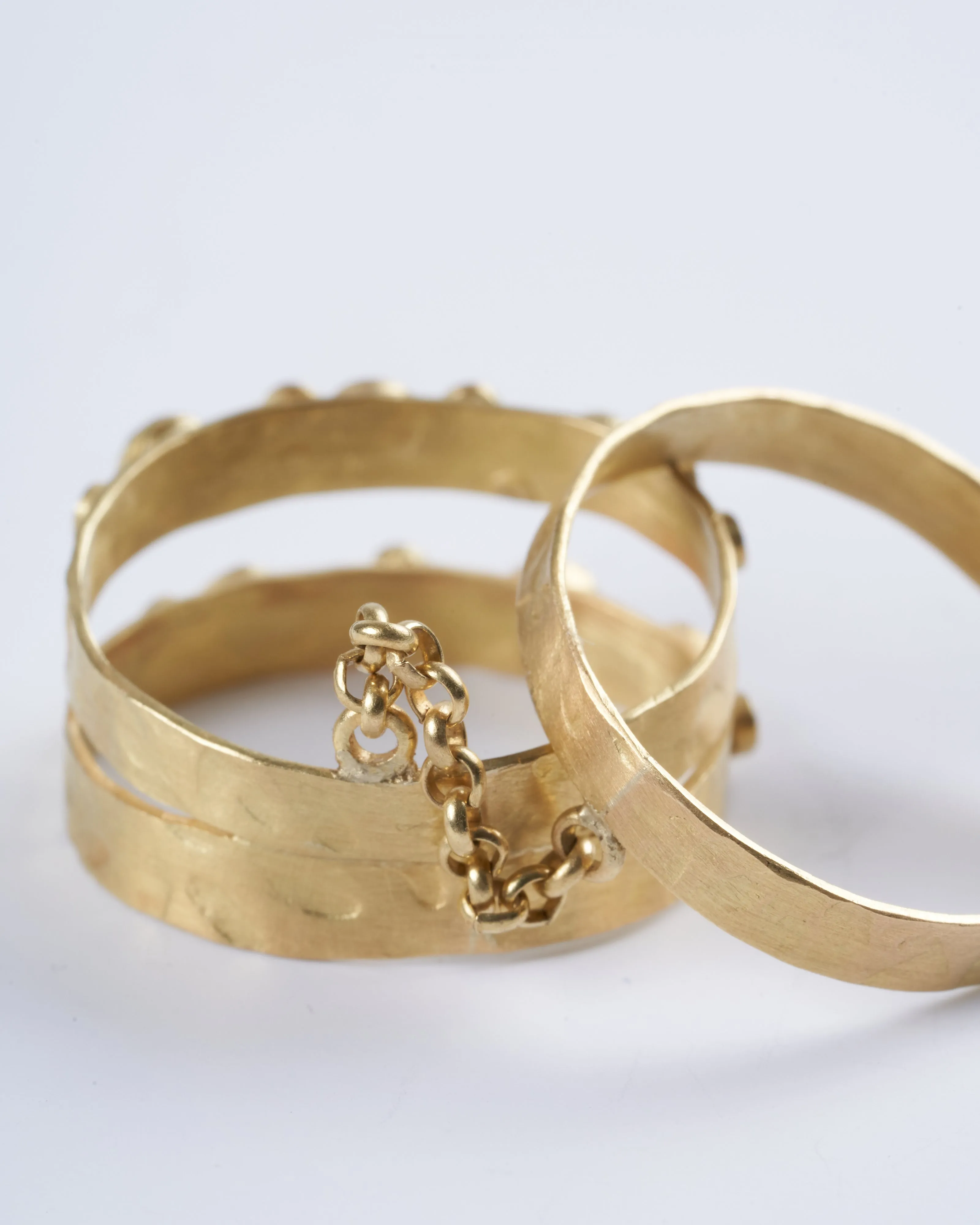 18k yellow gold and multi colored diamond stacked rings - gold