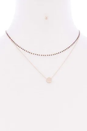 2 Layered Glass Bead Round Pendant Necklace