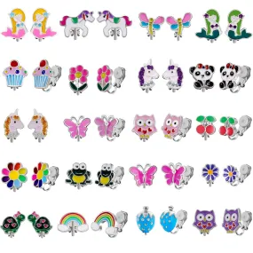 20 Pairs Kids Clip on Earrings for Girls - Cute Animal Clipon Earrings Pack for Little Girls - Colorful Flower Clip-on Earrings Set for Teens Girls #1