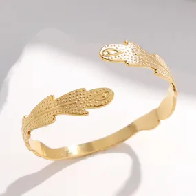 316L Stainless Steel Feather Adjustable Bangle For Women