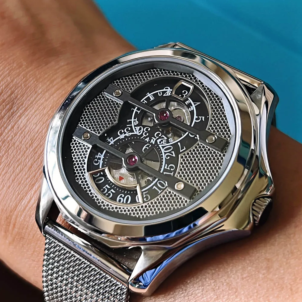 40mm Cool Time Machine Series Men&#39;s Mechanical Watch Imported Automatic Movement Waterproof Luxury Sapphire Glass Reloj Hombre
