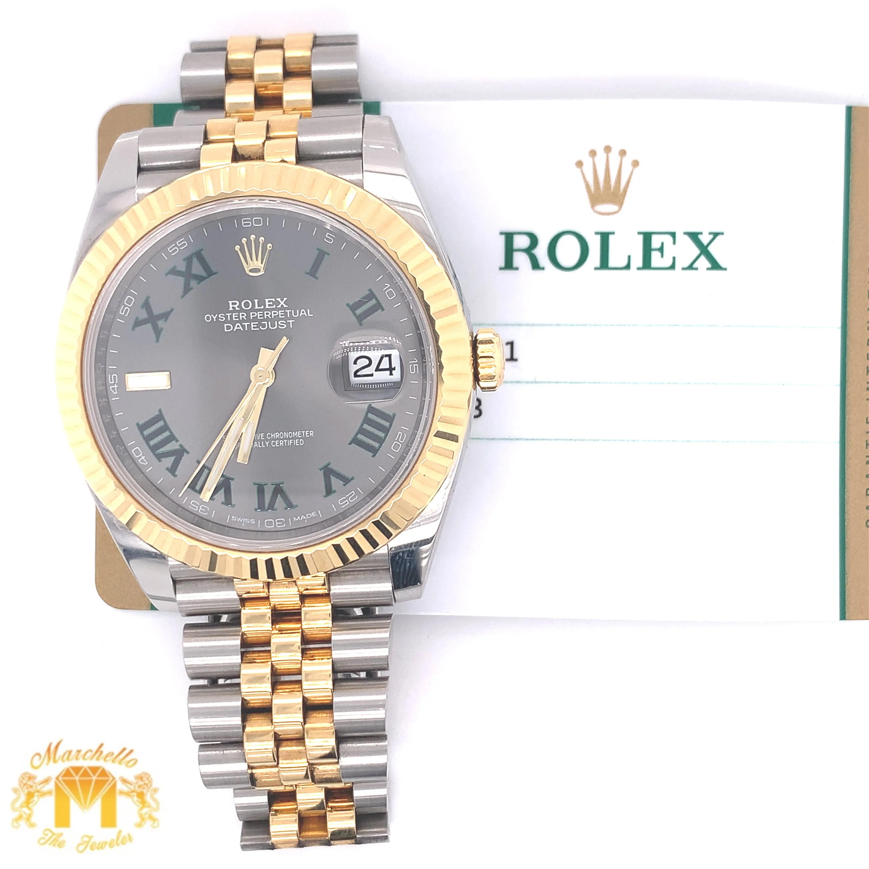 41mm Rolex Datejust 2 Watch with Two-tone Jubilee Bracelet (fluted bezel, Wimbledon dial, papers)
