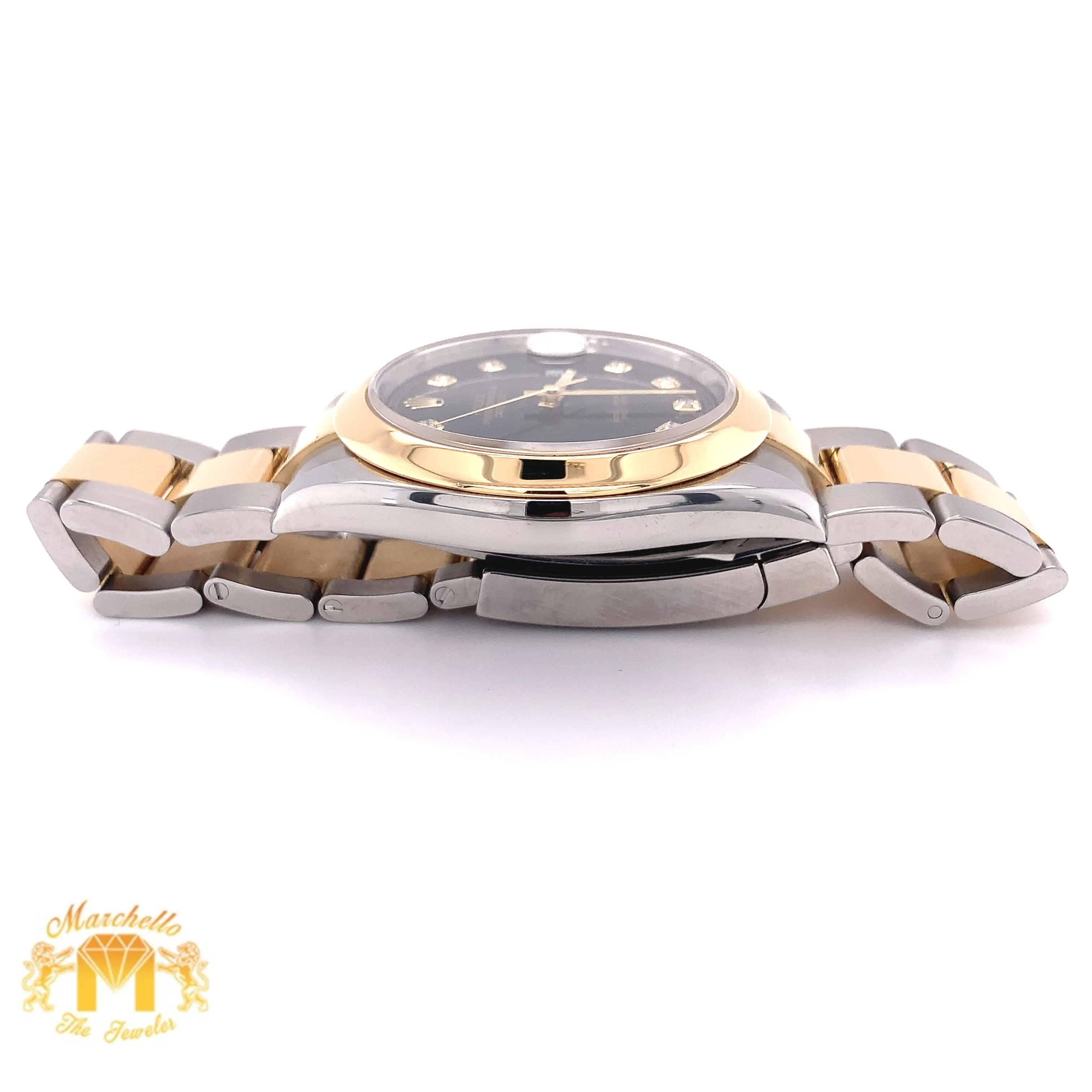 41mm Rolex Datejust 2 Watch with Two-tone Oyster Bracelet (smooth bezel, factory diamond dial)