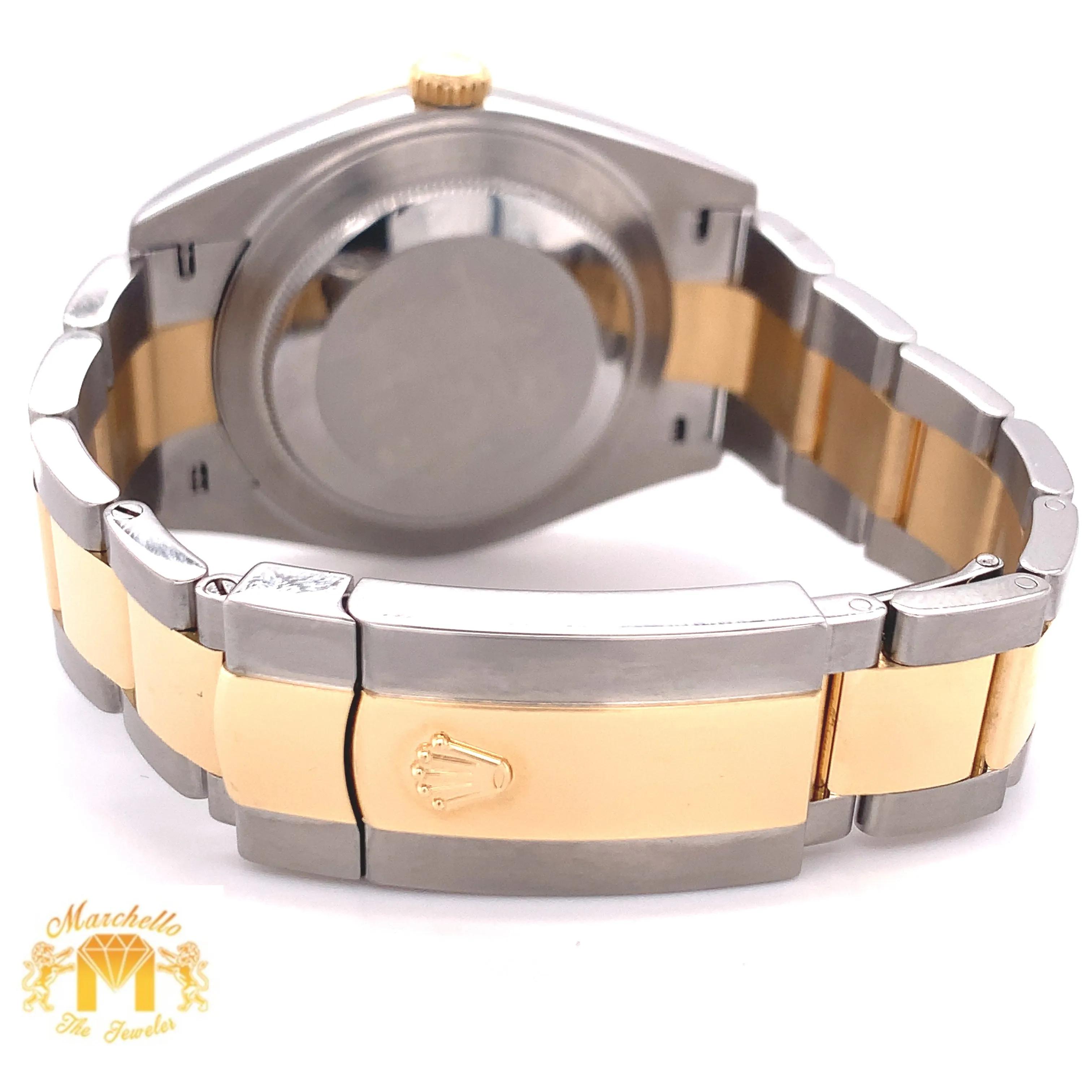 41mm Rolex Datejust 2 Watch with Two-tone Oyster Bracelet (smooth bezel, factory diamond dial)