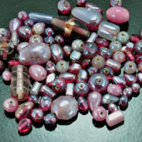 6-16mm Purple/Pink Glass Bead Mix, assortment  ea