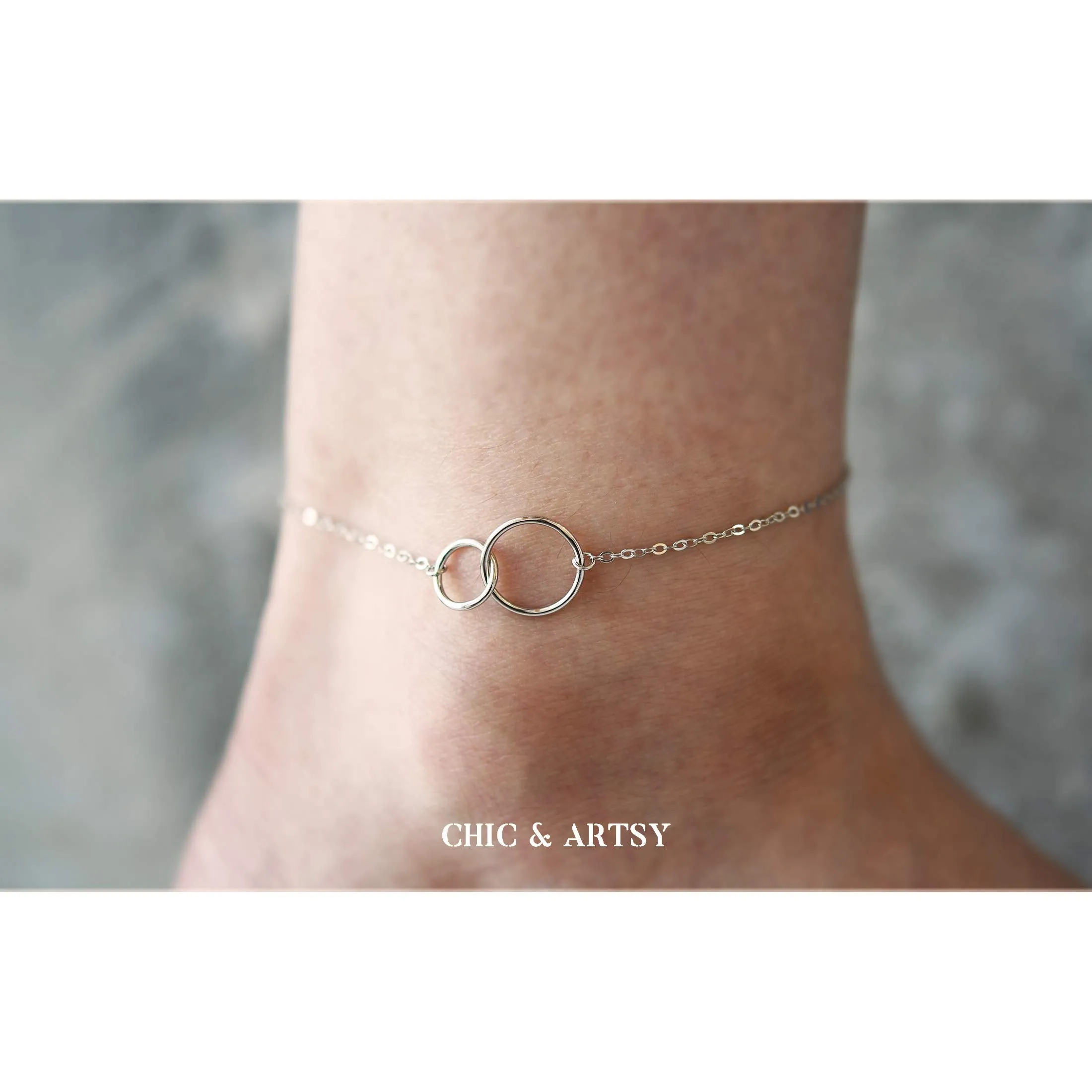 925 Sterling Silver Ankle Bracelet Multilayer Anklets for Women Satellite, Star, Cross, Circle, Butterfly, Teardrop, Oval Disk Layered Anklet Beach Jewelry 2 circle