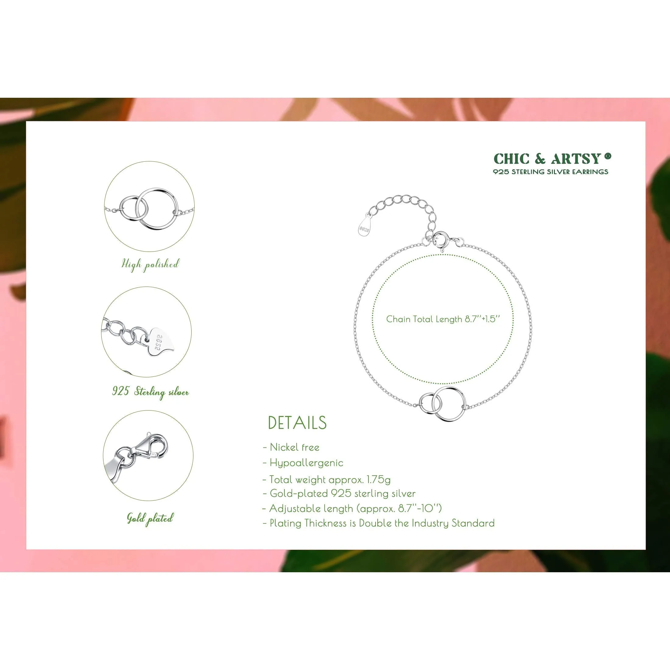 925 Sterling Silver Ankle Bracelet Multilayer Anklets for Women Satellite, Star, Cross, Circle, Butterfly, Teardrop, Oval Disk Layered Anklet Beach Jewelry 2 circle