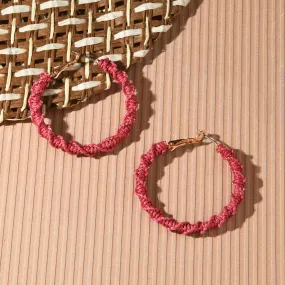 Accessorize London Women's PinkTwist Thread Hoop Earrings