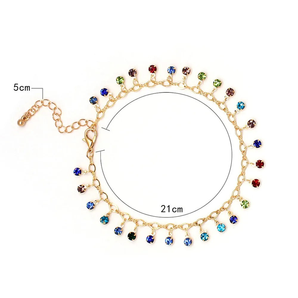 Anklets for Women Crystal Color Rhinestone Anklet