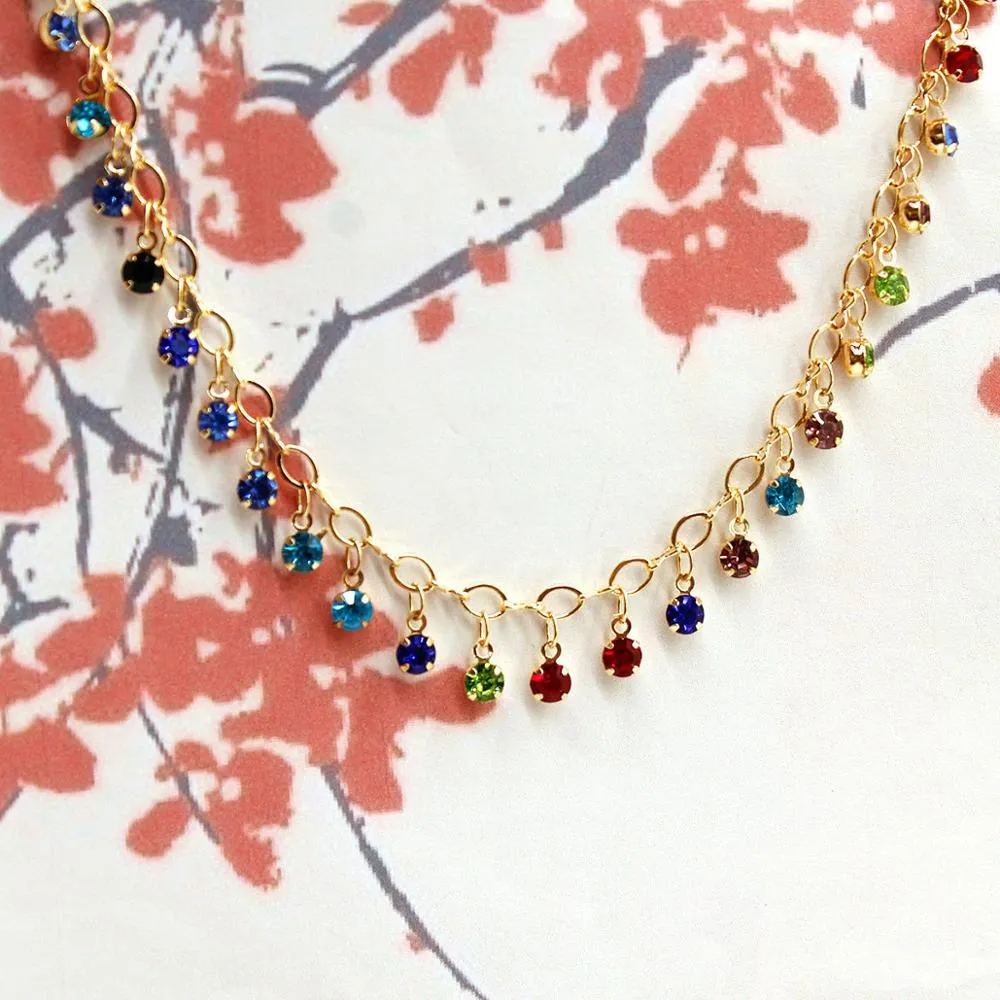 Anklets for Women Crystal Color Rhinestone Anklet