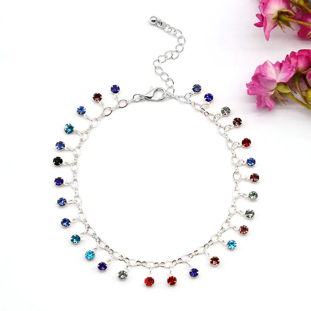 Anklets for Women Crystal Color Rhinestone Anklet