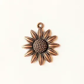 Antique Copper Sunflower Charm II
