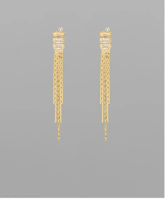 Baguette Chain Drop Earrings