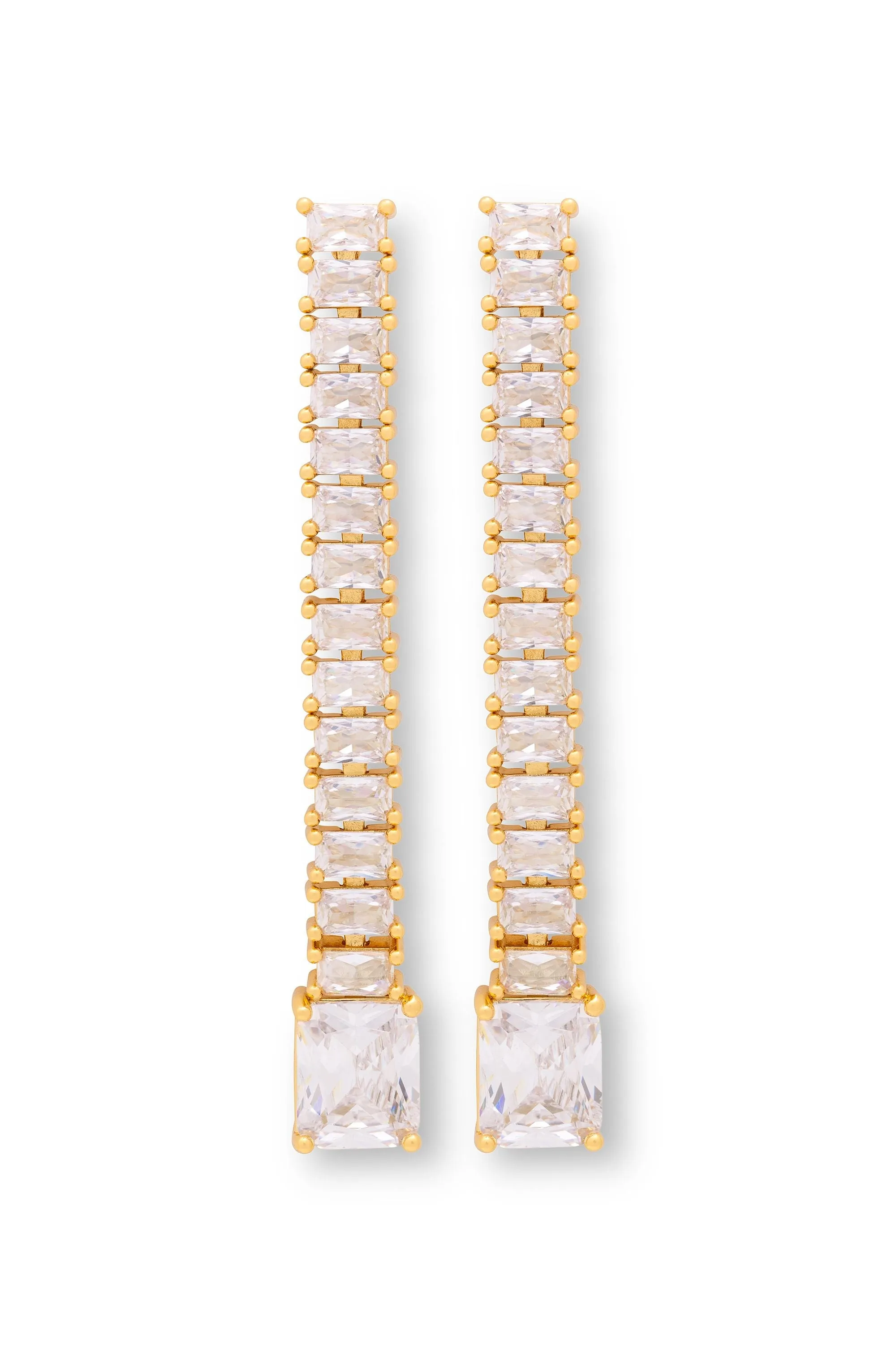 Baguette Drop Earrings - Clear