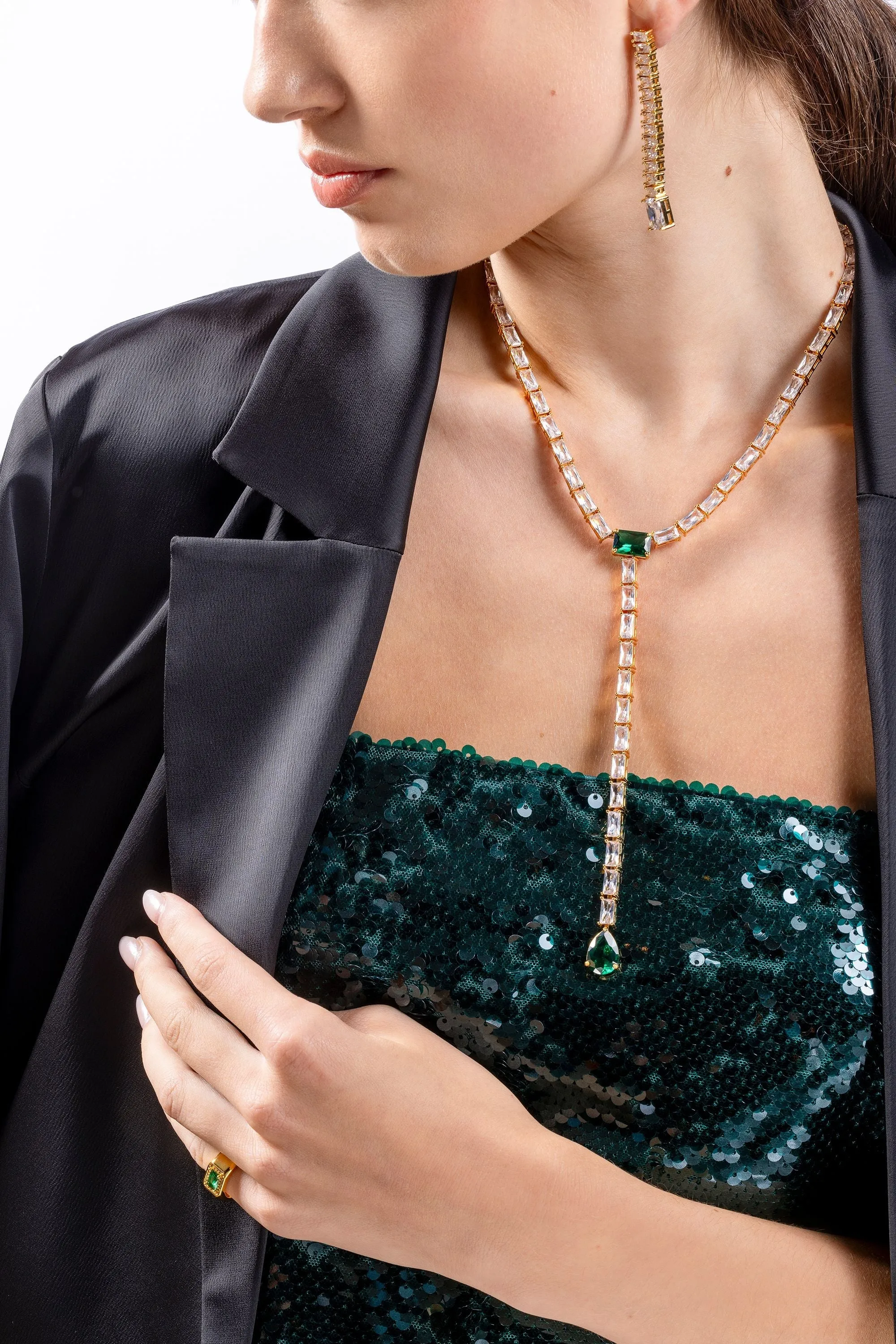 Baguette Drop Earrings - Clear