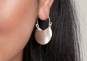 Basket silver hoop earrings
