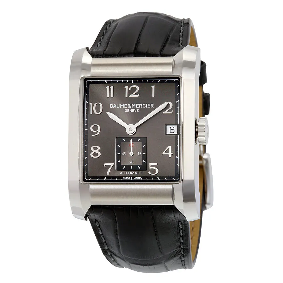 Baume and Mercier Hampton Milleis Black Dial Leather Men's Watch 10027