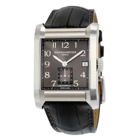 Baume and Mercier Hampton Milleis Black Dial Leather Men's Watch 10027