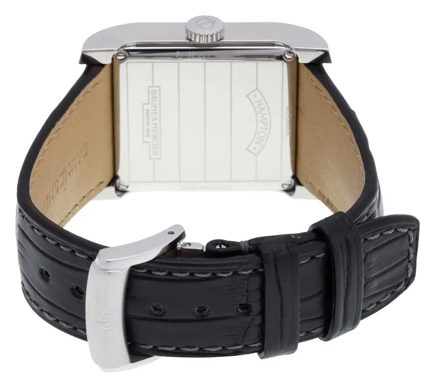 Baume and Mercier Hampton Milleis Black Dial Leather Men's Watch 10027
