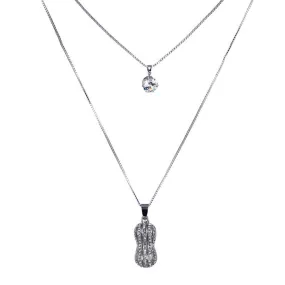 Best Gift silver fashion necklaces for women peanut collier femme charms Fine 2Layers Pendants & Necklaces