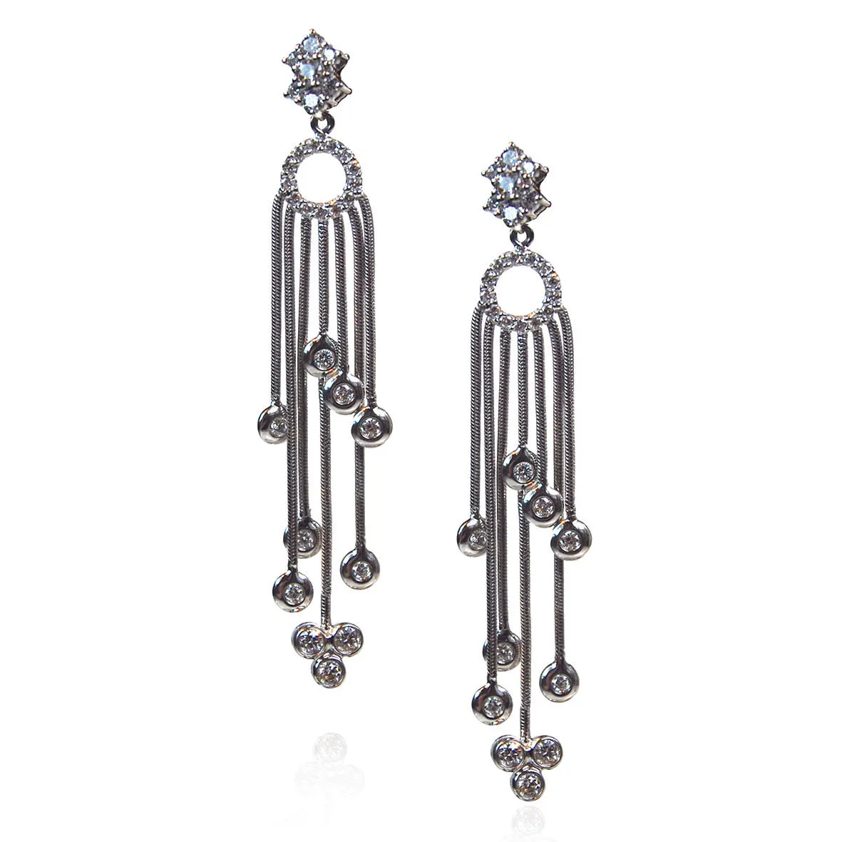 Black Tahitian Pearl & Diamond 'Tsarina' Cascade Drop  Earrings