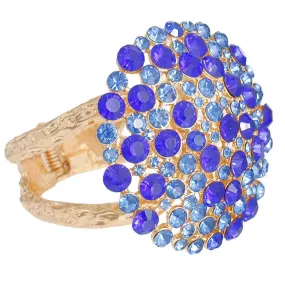 Blue Bouquet Domed Gold Cuff Bracelet: Dazzle Your Style