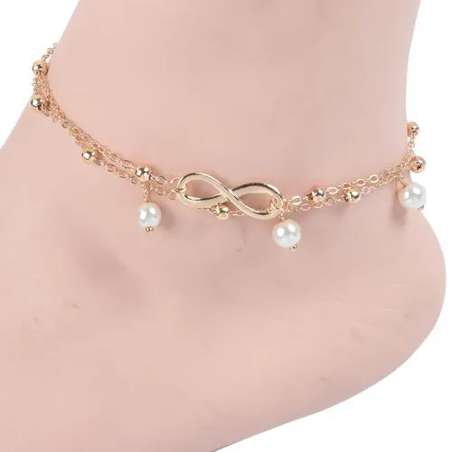 Boho Female Double Layered Anklets Barefoot  Ankle Bracelets