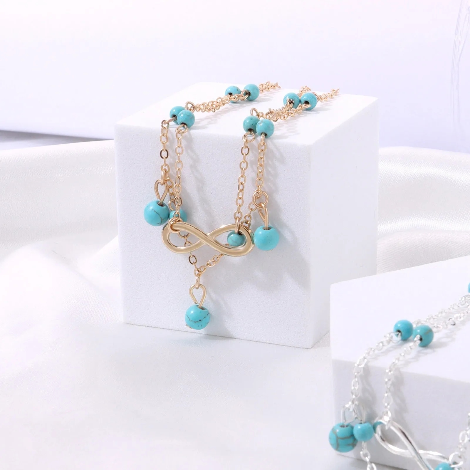 Boho Female Double Layered Anklets Barefoot  Ankle Bracelets