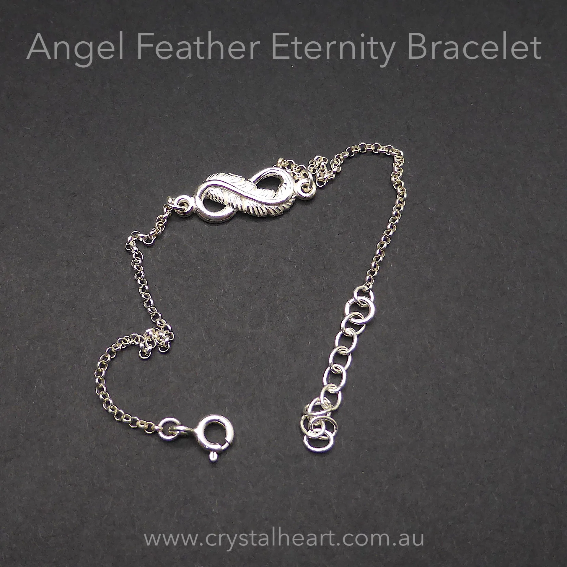 Bracelet with Feather Eternity Symbol, 925 Silver