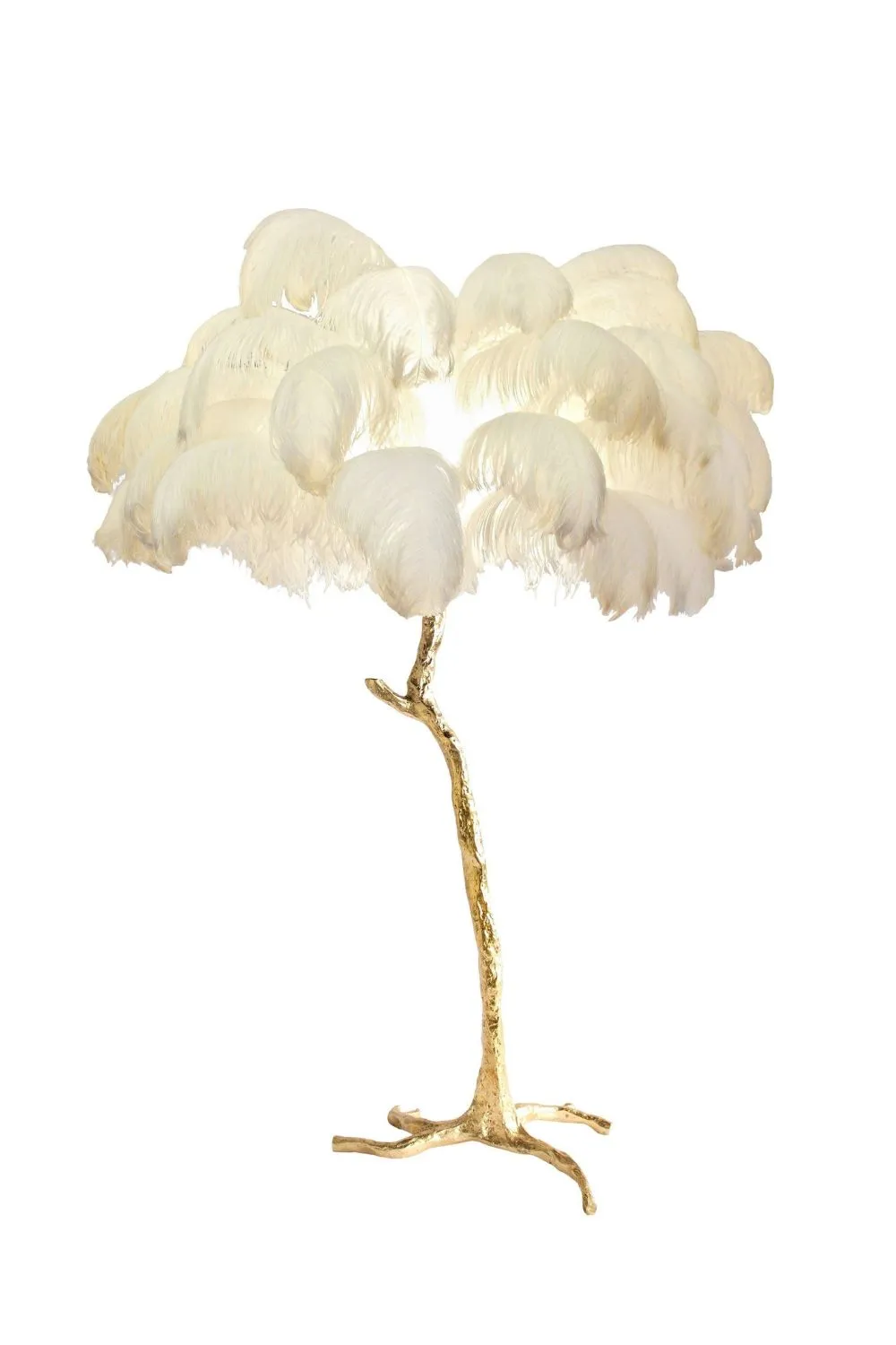 Brass Ostrich Feather Floor Lamp
