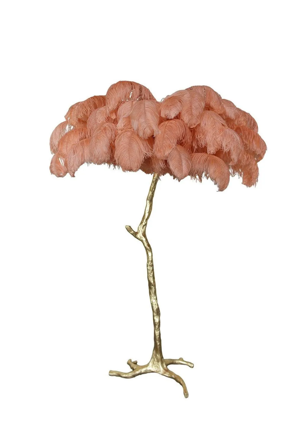Brass Ostrich Feather Floor Lamp