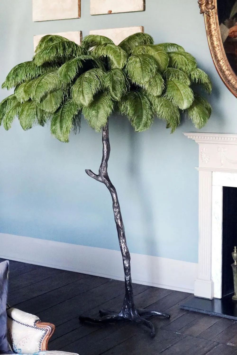 Brass Ostrich Feather Floor Lamp