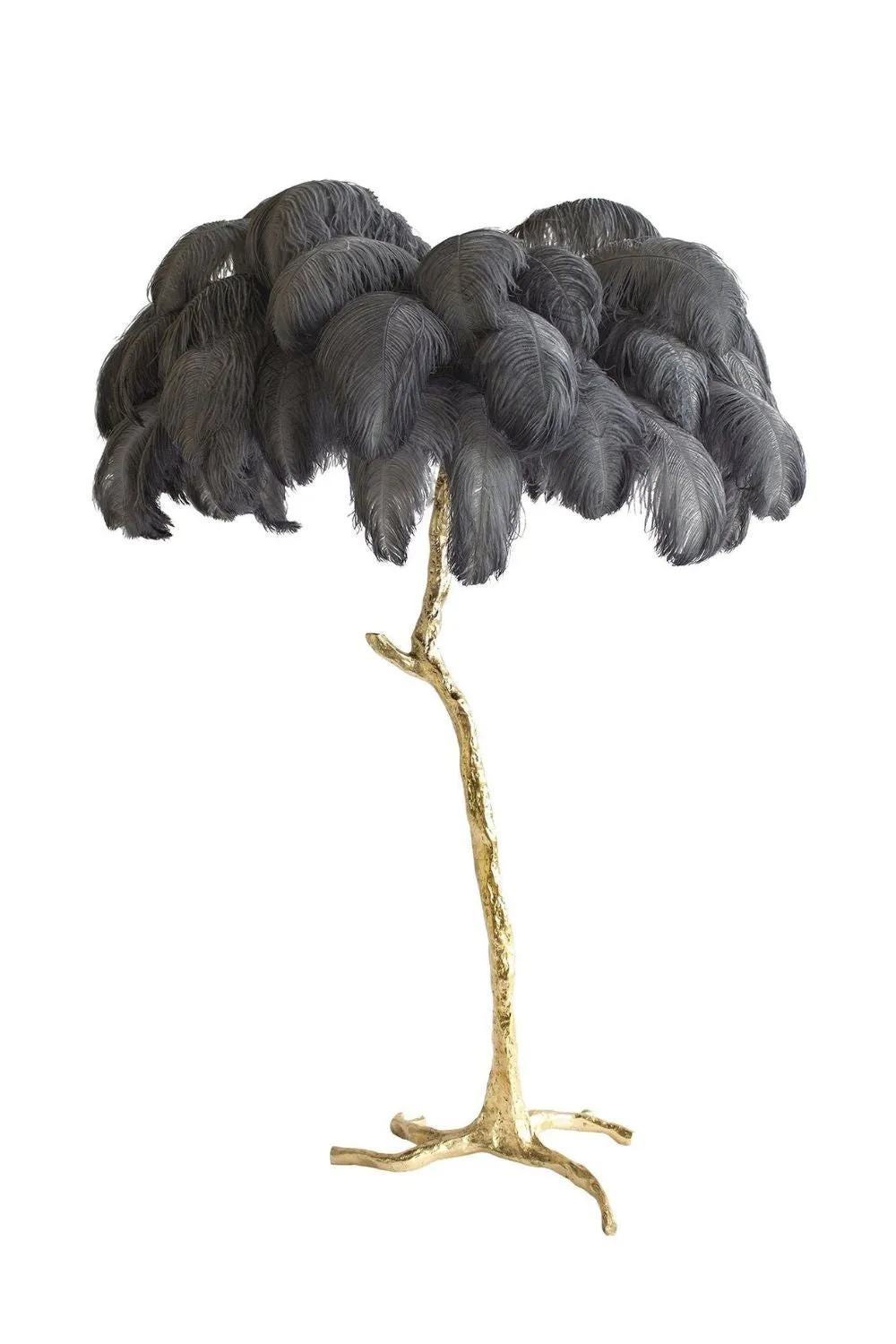 Brass Ostrich Feather Floor Lamp