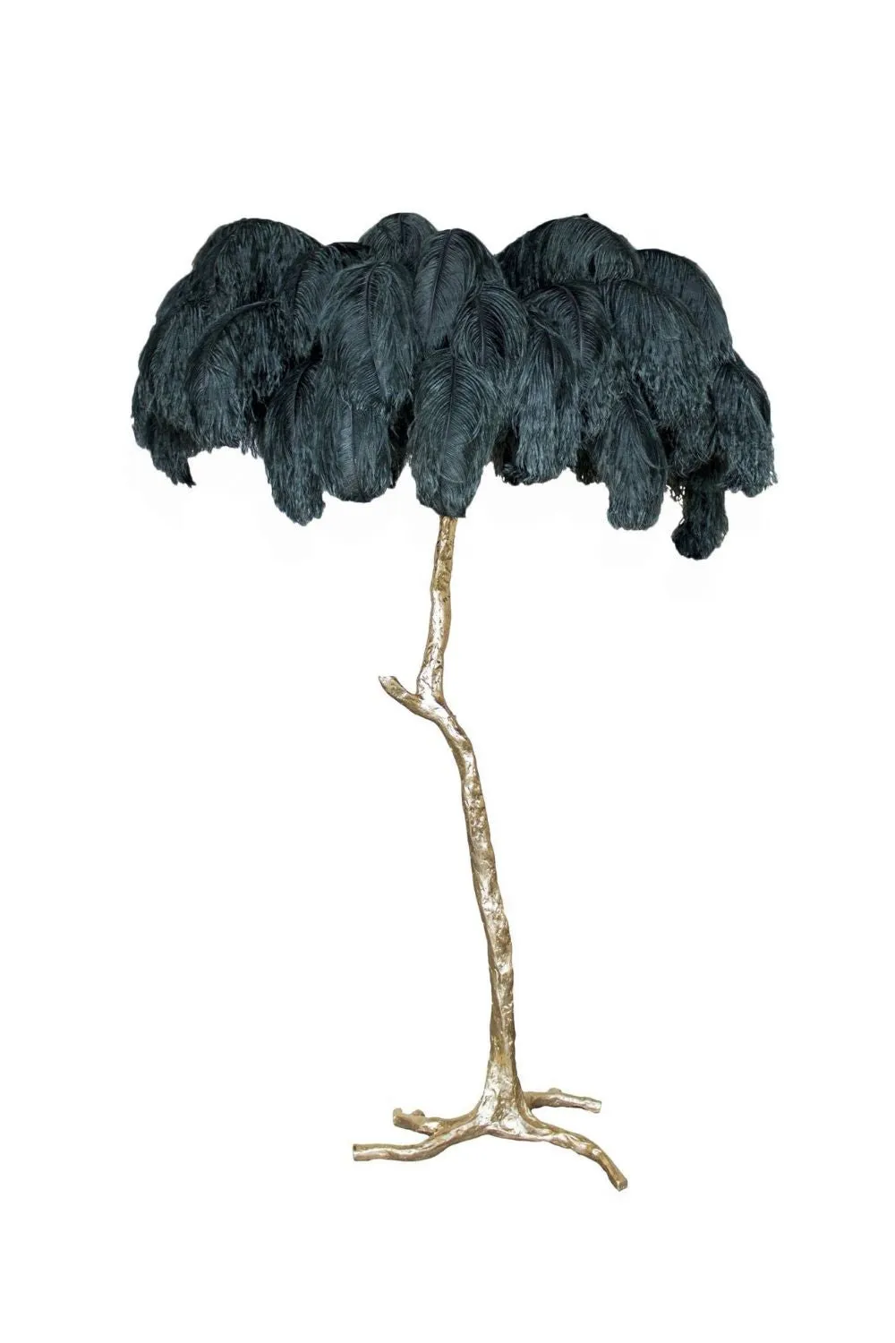 Brass Ostrich Feather Floor Lamp