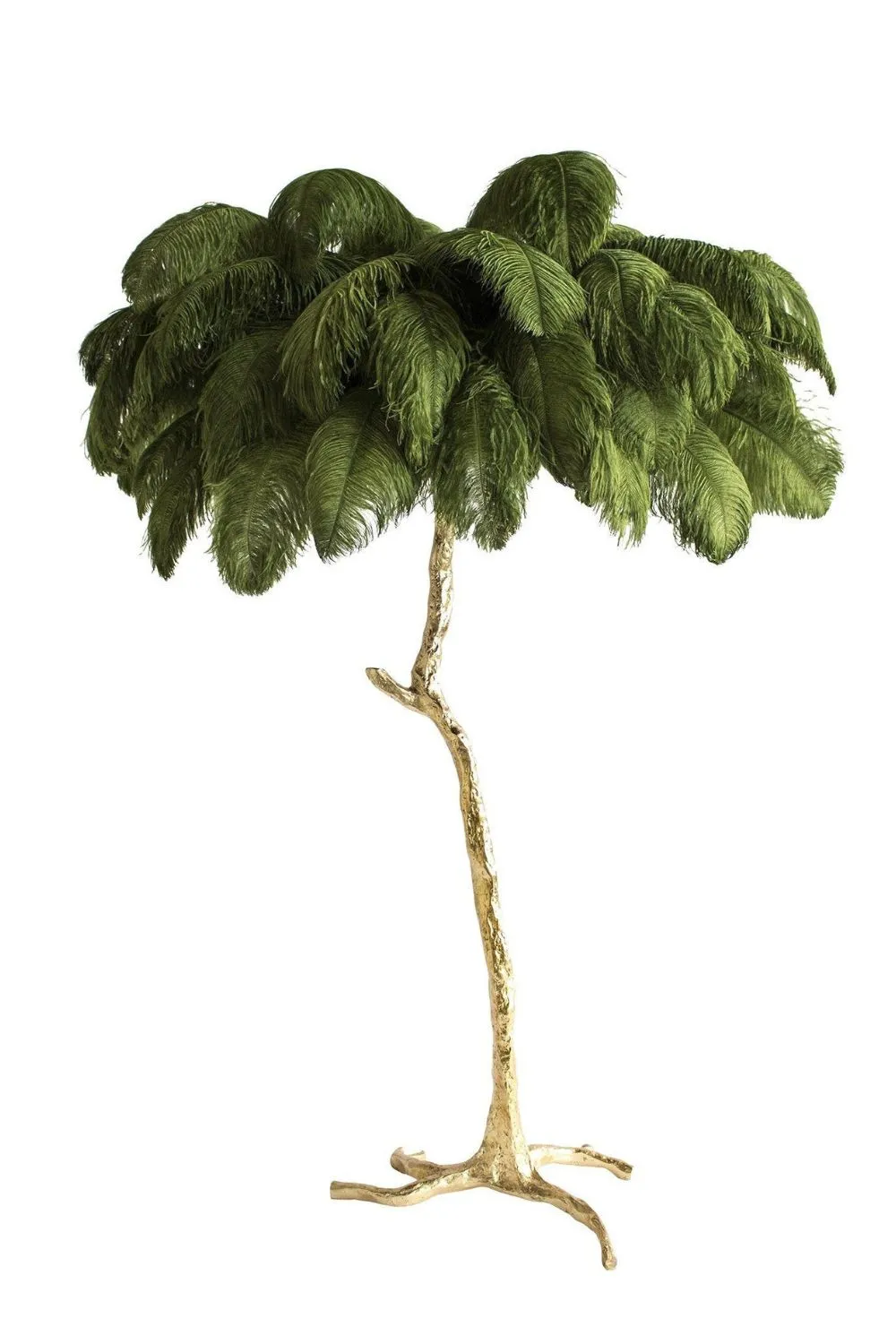 Brass Ostrich Feather Floor Lamp
