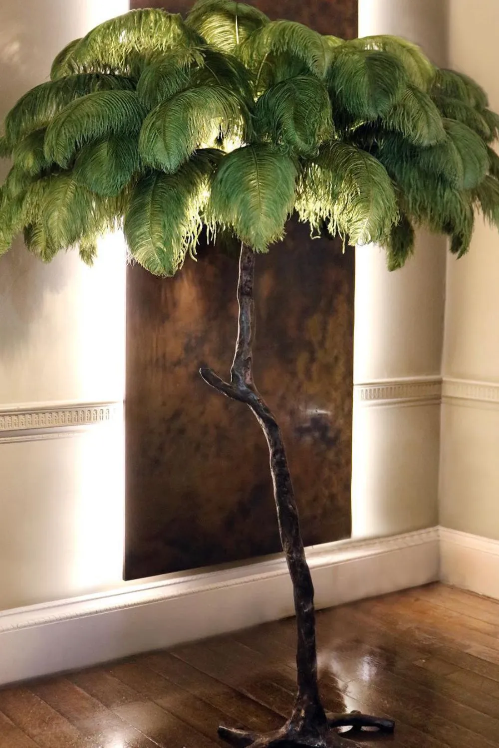 Brass Ostrich Feather Floor Lamp